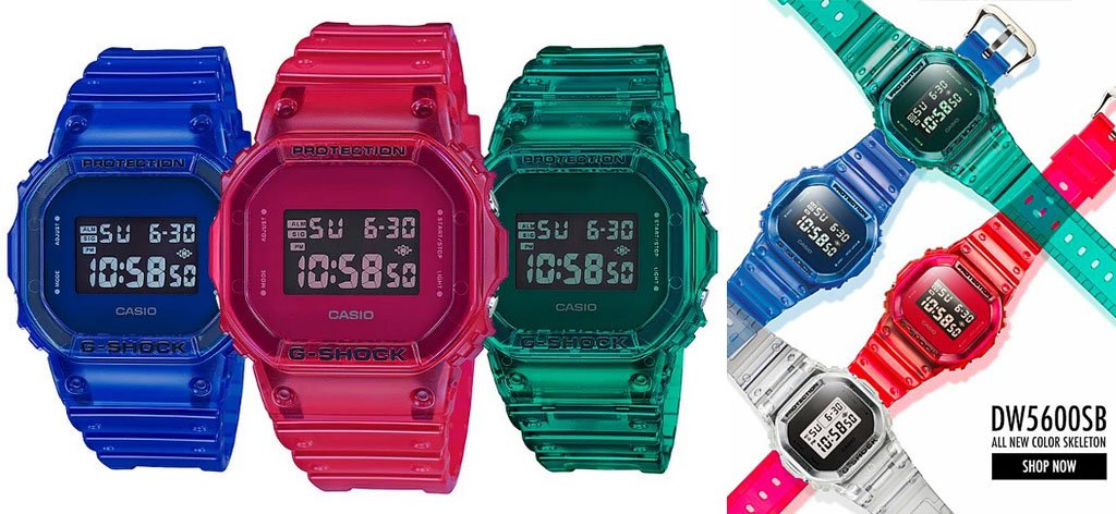Casio G-Shock Presents New, Trendy 90s COLOR SKELETON Digital Watches