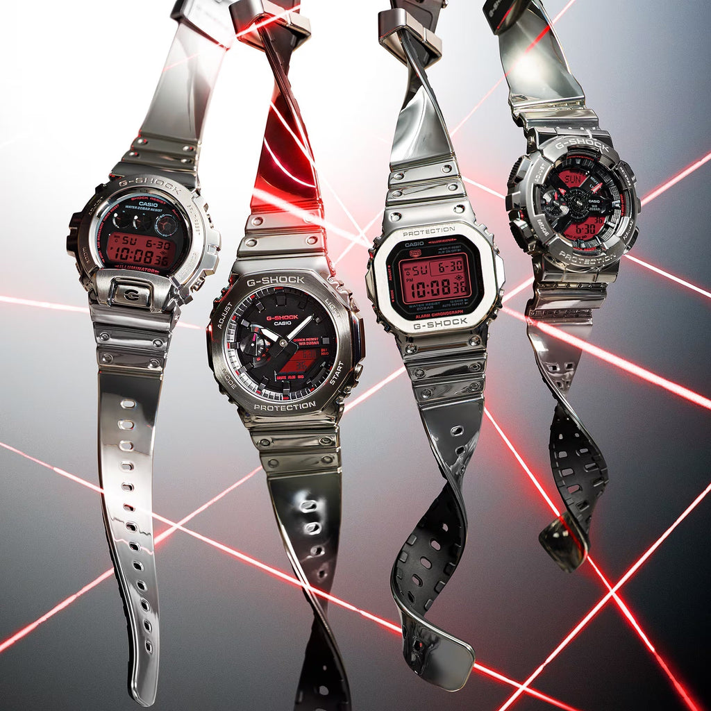 Futuristic Silver and Red LCD "Fine Metallic" Series from G-SHOCK