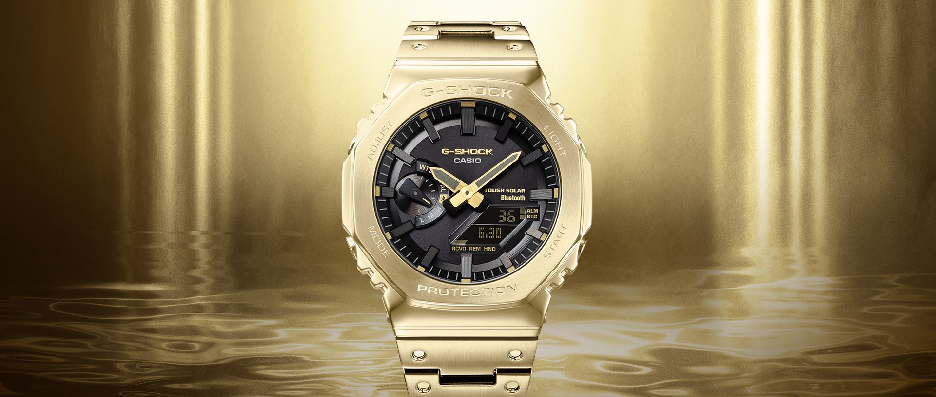 GMB2100 Full Metal Octagonal Mens Watches with Solar/Bluetooth