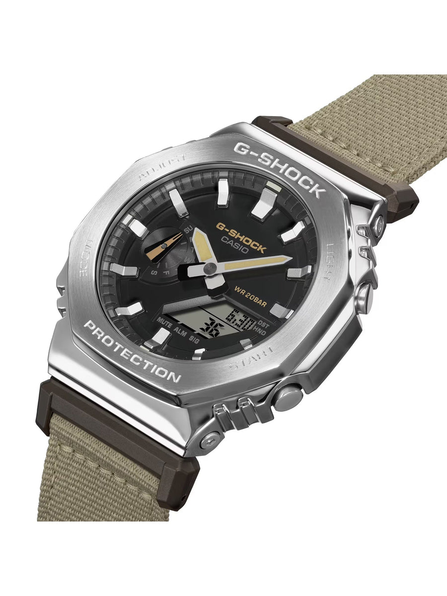 UTILITY – Mens G-Shock Casio GM2 Analog-Digital Silver/Beige Altivo METAL Watch