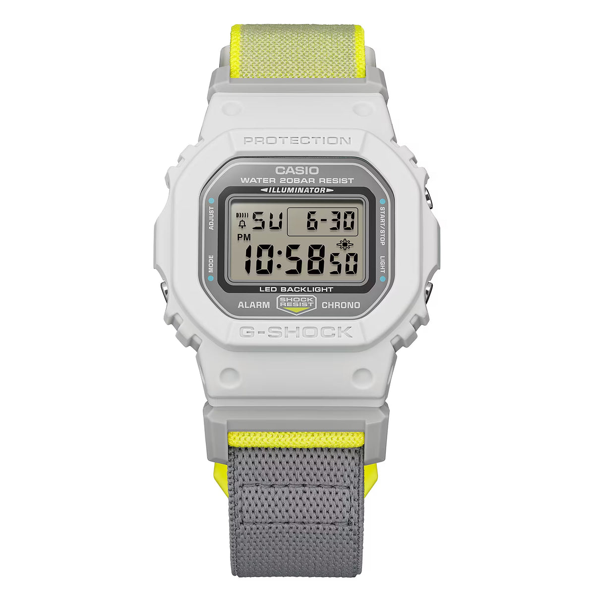 Casio G-SHOCK DW5600MNC-7A8 Grey/Yellow Cloth Band Digital Watch