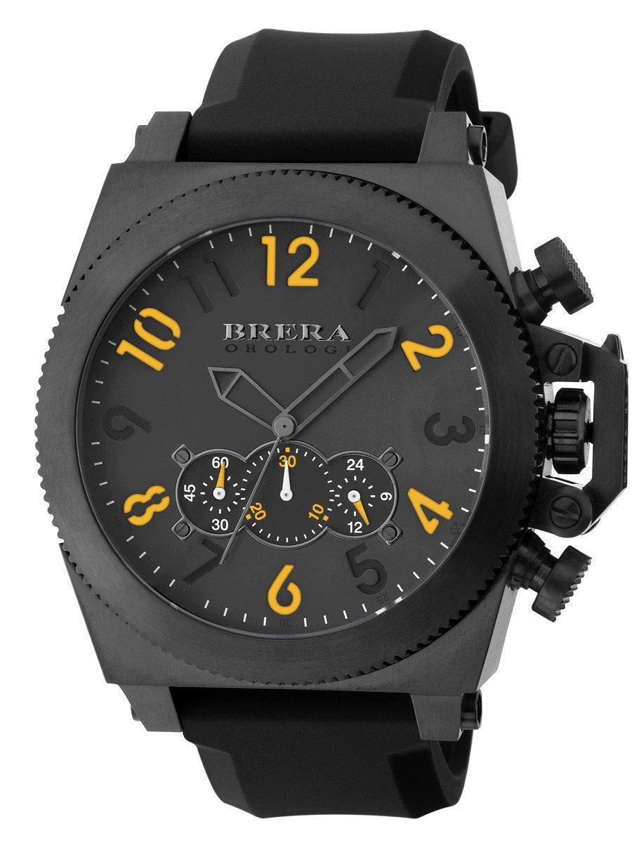 Brera Orologi MILITARE Men's Italian Black IP Orange 50mm Watch