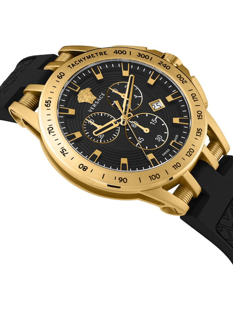Versace SPORT TECH Mens Chronograph Black/Yellow Gold Watch 