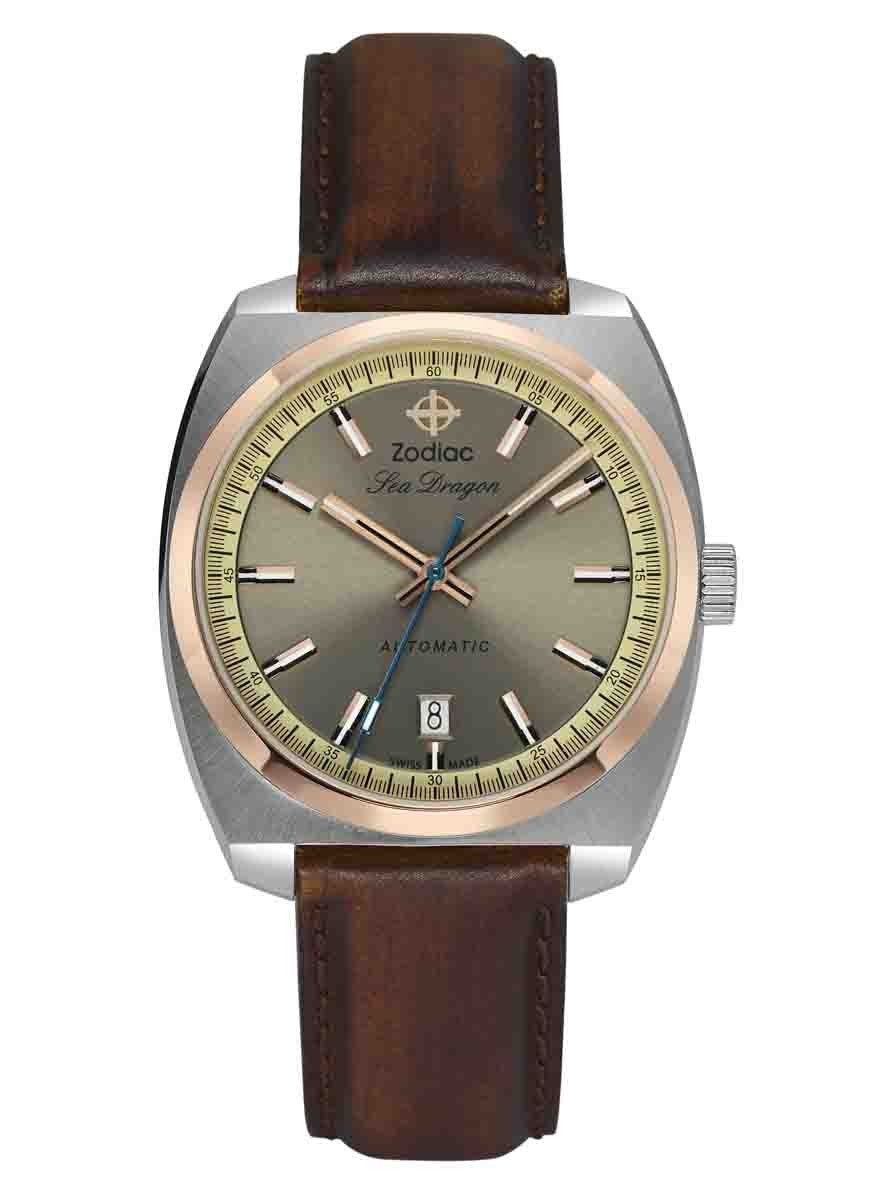 Zodiac SEA DRAGON Automatic Brown Leather Mens Watch ZO9911 – Altivo