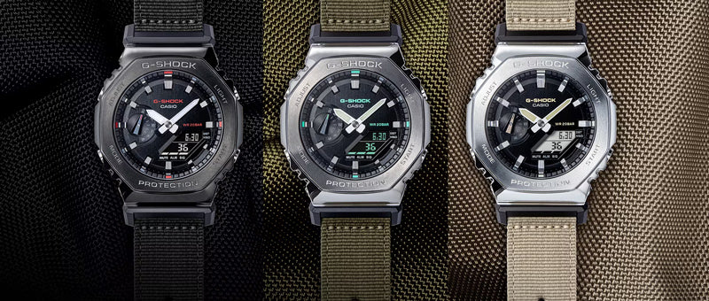 Casio G-Shock's UTILITY METAL GM2100CB Watch Series Pairs Metal With Fabric