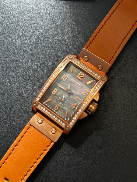 Brera Orologi Francesca Chrono Brown MOP and Calfskin Band w/ Diamond Bezel BWFR13044 - Shop at Altivo.com