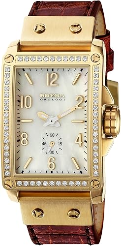 Brera Orologi Francesca Chrono MOP and Cognac Alligator Band w/ Diamond Bezel BWFR13089 - Shop at Altivo.com