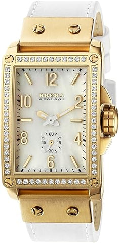 Brera Orologi Francesca Chrono MOP and White Calfskin Band w/ Diamond Bezel BWFR13088 - Shop at Altivo.com