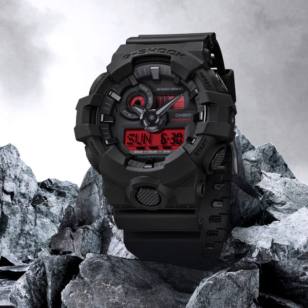 Casio G-Shock Black/Red GA700BBR-1A Mens Ana-Digi Watch - Shop at Altivo.com