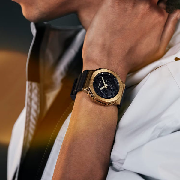 Casio G-Shock G-Steel GOLD ION-PLATED GM2100G-1A9 World Time Octagonal Mens Watch - Shop at Altivo.com