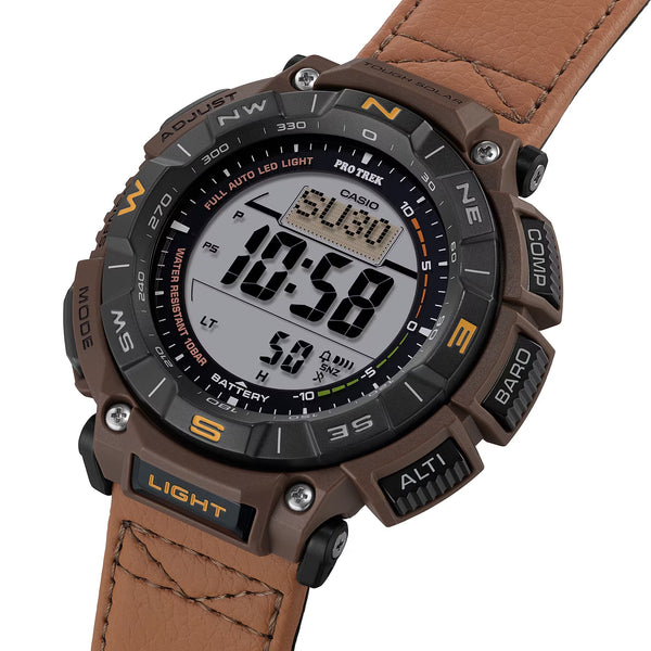 Casio PRO TREK CLIMBING COYOTE Brown Triple Sensor Solar Mens Watch PRG340L-5 - Shop at Altivo.com