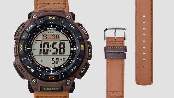 Casio PRO TREK CLIMBING COYOTE Brown Triple Sensor Solar Mens Watch PRG340L-5 - Shop at Altivo.com