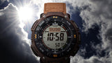 Casio PRO TREK CLIMBING COYOTE Brown Triple Sensor Solar Mens Watch PRG340L-5 - Shop at Altivo.com