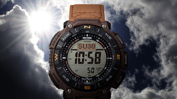 Casio PRO TREK CLIMBING COYOTE Brown Triple Sensor Solar Mens Watch PRG340L-5 - Shop at Altivo.com