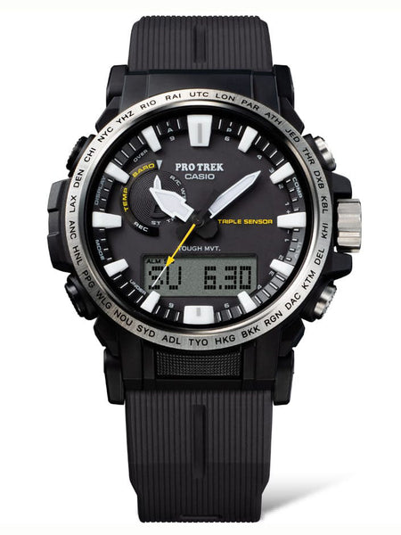Casio PRO TREK Eco-Friendly Triple Sensor Black Mens Watch PRW61-1A - Shop at Altivo.com