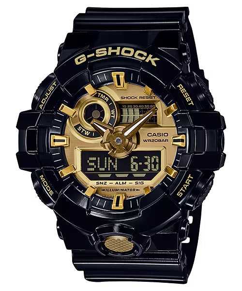 Casio G-SHOCK GA710GB-1A Black Gold Ana-Digi World Time Mens Watch