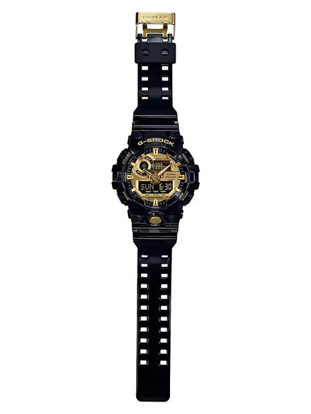 Casio G-SHOCK GA710GB-1A Black Gold Ana-Digi World Time Mens Watch