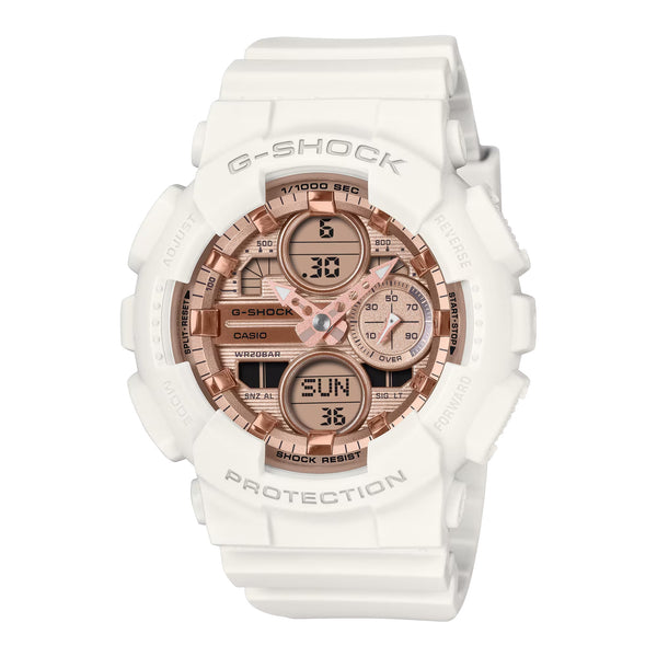 G-Shock GMAS140PG-7A White and Rose Gold Ana-Digi Womens Watch