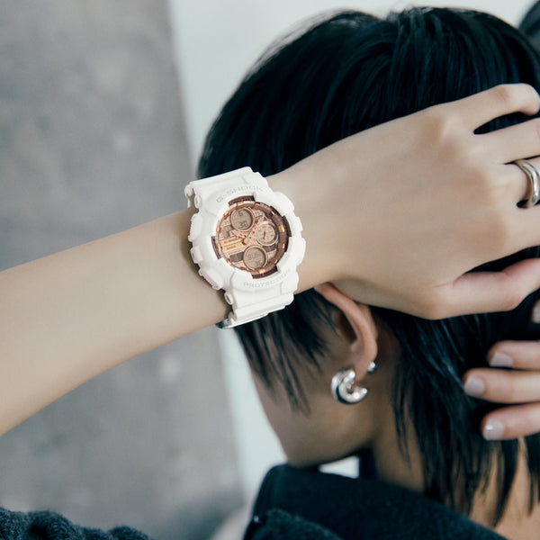 G-Shock GMAS140PG-7A White and Rose Gold Ana-Digi Womens Watch