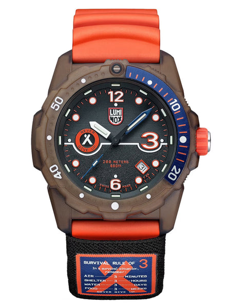 Luminox BEAR GRYLIS SURVIVAL SEA SERIES Blue/Orange Divers Watch XB.3723.R3.1 - Shop at Altivo.com