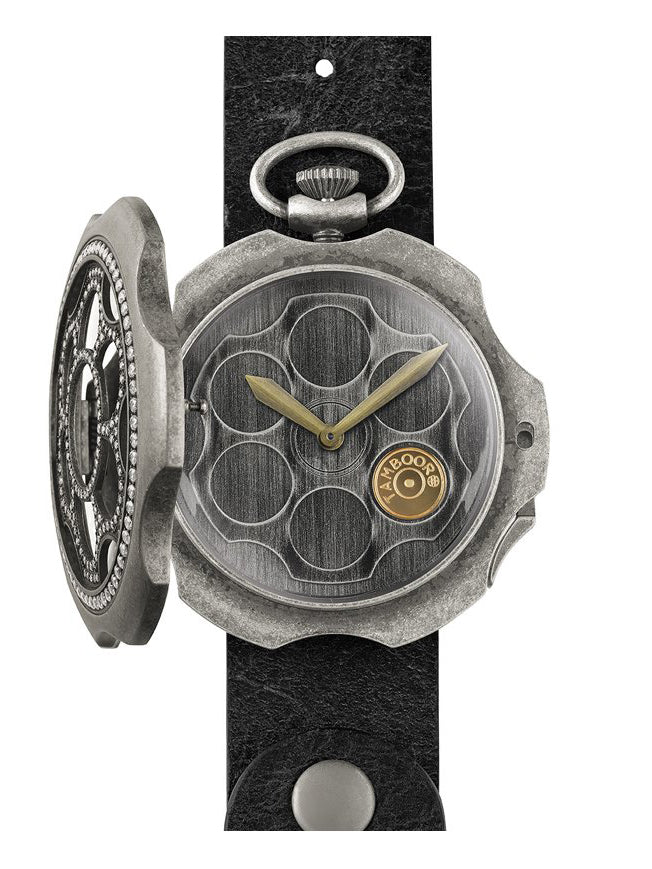 TAMBOORO ONE SHOT DIRTY SILVER ZIRCONIA Mens Watch TB-100-SL-ZW-SL-CP ...