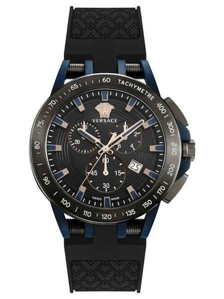 Versace SPORT TECH Mens Chronograph BLACK Dial, Black Silicone Strap - Watch VE3E00221 - Shop at Altivo.com