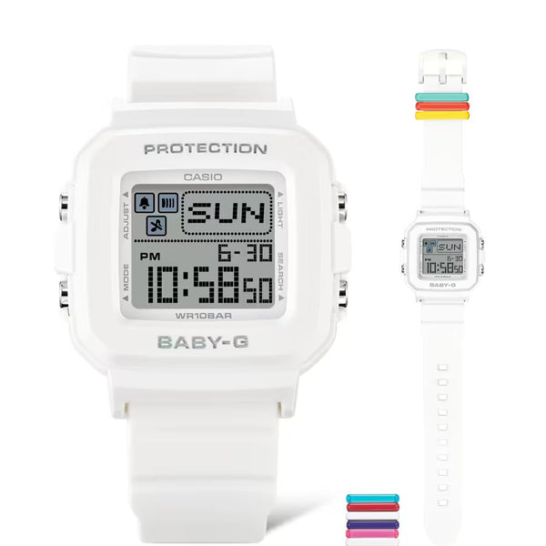 Casio BABY-G+PLUS Pixel Art White Digital Womens Watch w/ 9 Loops BGD10L-7 - Shop at Altivo.com