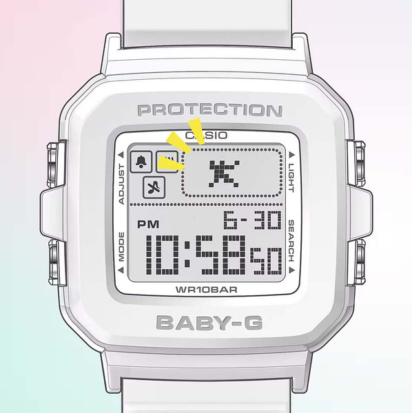 Casio BABY-G+PLUS Pixel Art White Digital Womens Watch w/ 9 Loops BGD10L-7 - Shop at Altivo.com