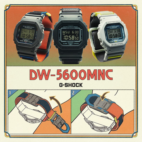 Casio G-SHOCK DW5600MNC-8A2 Grey/Multi Cloth Band Digital Watch