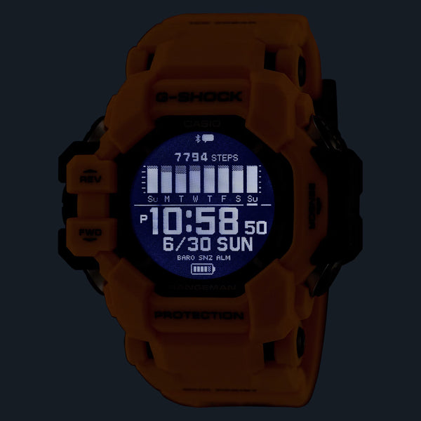Casio G-SHOCK GPS Heart Rate Monitor Rangeman Yellow Mens Watch GPRH1000-9