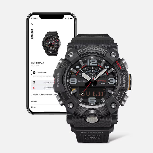 Casio G-Shock MUDMASTER Carbon Fiber Quad Sensor Bluetooth Mens Watch GGB100X-1A