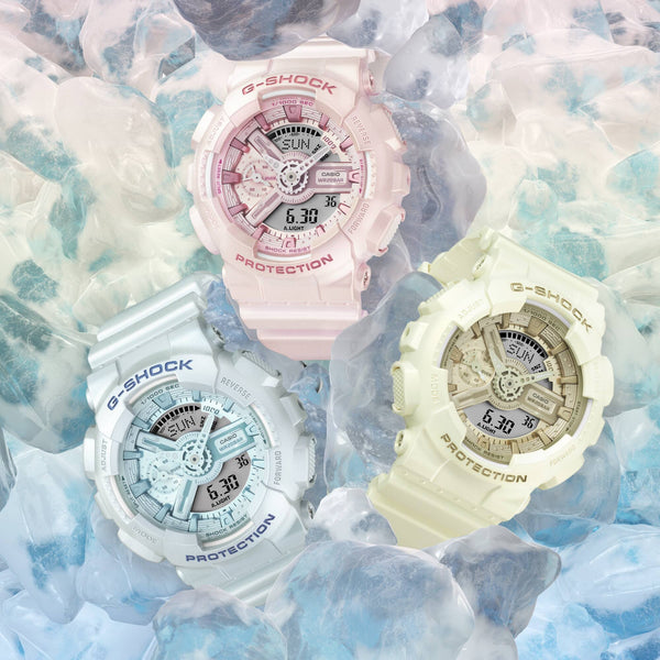 Casio G-Shock PEARLESCENT GMAS110ST-7A Ana-Digi World Time White Womens Watch - Shop at Altivo.com