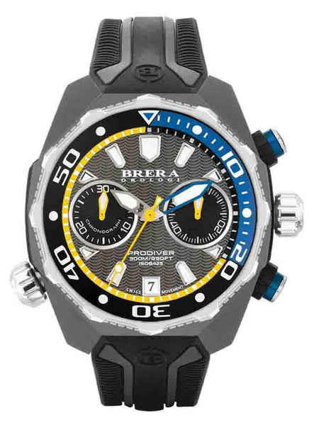 Brera Orologi PRODIVER Men's Italian Grey Blue Yellow 47mm Diving Watch BRDV2C4704 - Shop at Altivo.com