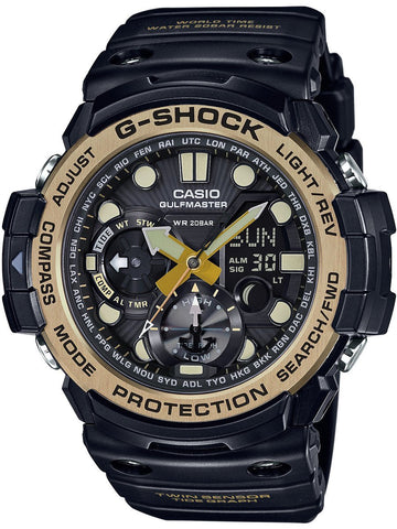 Casio G-Shock GULFMASTER Twin Sensor Black Gold Mens Watch GN1000GB-1A - Shop at Altivo.com
