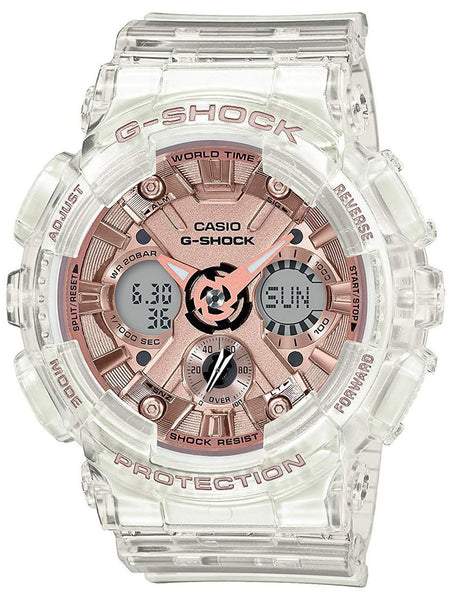 Casio G-Shock S-SERIES Transparent Rose Gold Womens Watch GMAS120SR-7A - Shop at Altivo.com