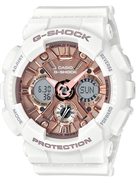 Casio G-Shock S-SERIES White Rose Gold Womens Watch GMAS120MF-7A2 - Shop at Altivo.com