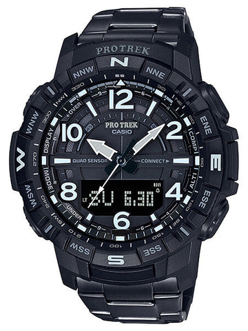 Casio PRO TREK Quad Sensor Black Ana-Digi Titanium Mens Watch PRTB50YT-1 - Shop at Altivo.com