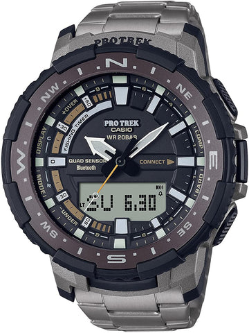 Casio PRO TREK Quad Sensor Black Ana-Digi Titanium Mens Watch PRTB70T-7 - Shop at Altivo.com