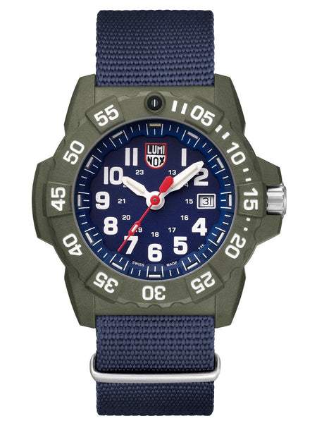 Luminox 3500 Series NAVY SEAL Green w/ Blue Nylon Mens Watch XS.3503.ND - Shop at Altivo.com