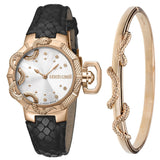 Roberto Cavalli SNAKE Womens Black Leather Rose Gold Watch RV1L069L0046 - Shop at Altivo.com
