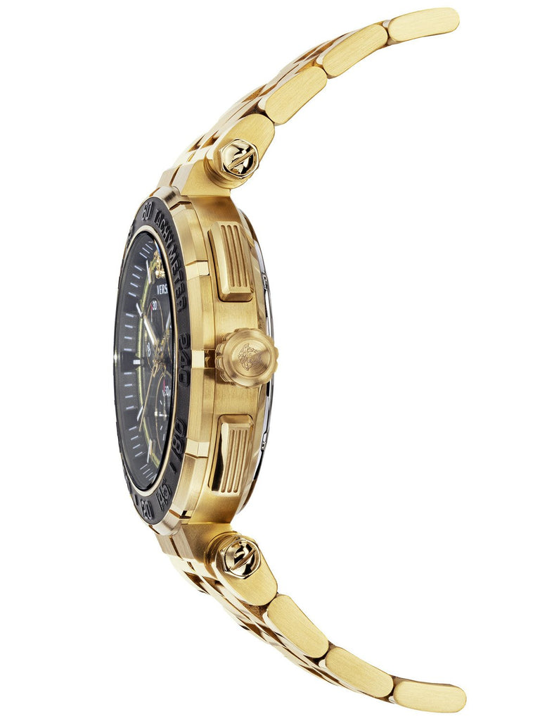 Versace GRECA CHRONO 45mm Mens Gold / Black Dial Watch VEPM00720