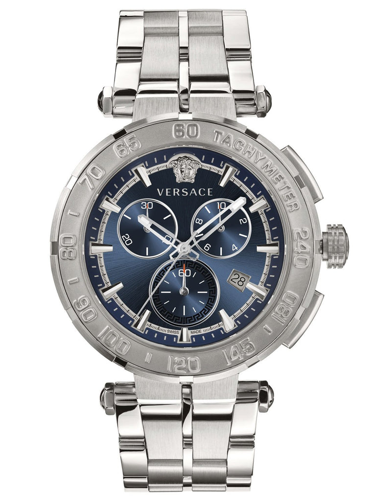 Versace GRECA CHRONO 45mm Mens Silver / Blue Watch VEPM00420 – Altivo