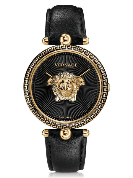 Versace PALAZZO EMPIRE Womens Leather Black & Gold Watch VCO020017 - Shop at Altivo.com