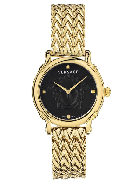 Versace SAFETY PIN 34mm Gold / Gold Dial Womens Watch VEPN620 - Shop at Altivo.com