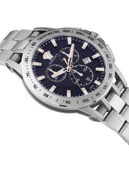 Versace SPORT TECH Mens Chronograph BLUE Dial Stainless Steel Bracelet Watch VE3E00521 - Shop at Altivo.com