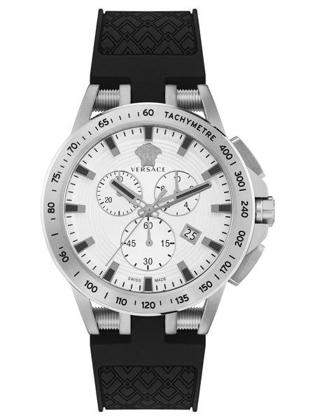 Versace SPORT TECH Mens Chronograph SILVER Dial, Black Silicon Strap - Watch VE3E00121 - Shop at Altivo.com