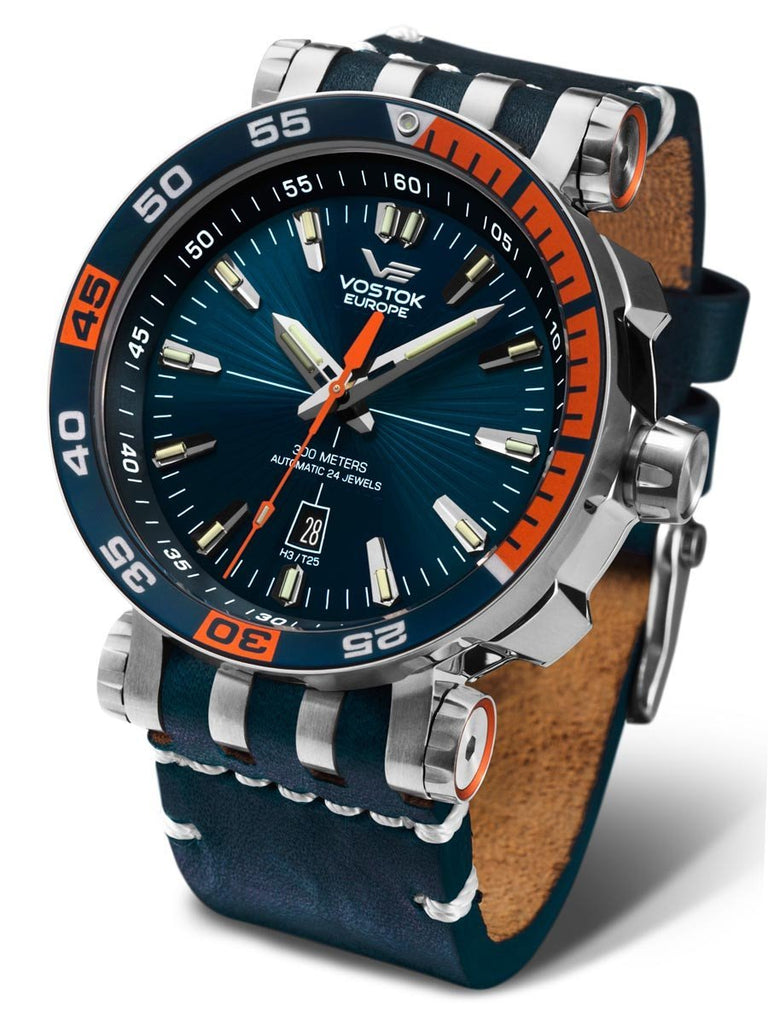 Vostok-Europe ENERGIA Men's Blue Orange Diver Watch NH35-575A279