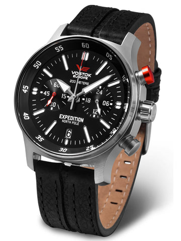 Vostok-Europe Expedition North Pole-1 Black Leather Watch VK64/592A559 - Shop at Altivo.com
