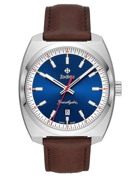 Zodiac Grandhydra Blue Dial Swiss Quartz Brown Leather Watch ZO9955 - Shop at Altivo.com